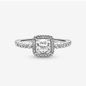 Pandora Square Sparkle Halo Ring